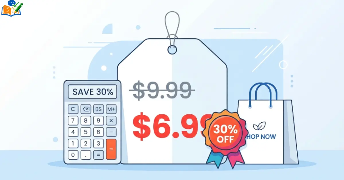 30% off $9.99 discount calculator showing final price of $6.99