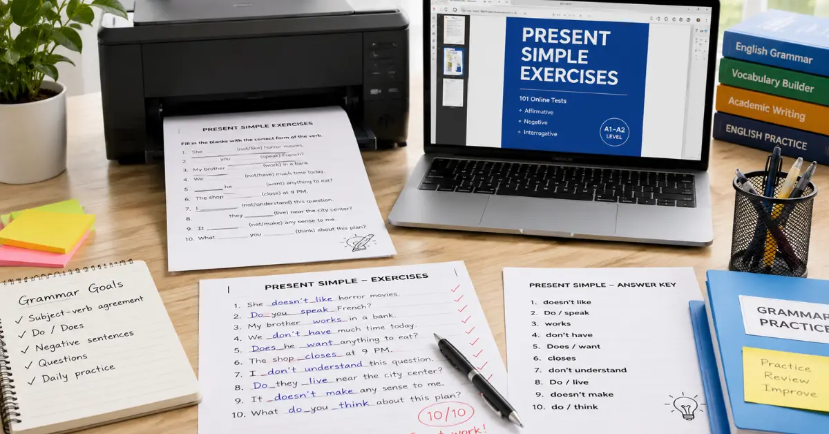 Present simple exercises PDF